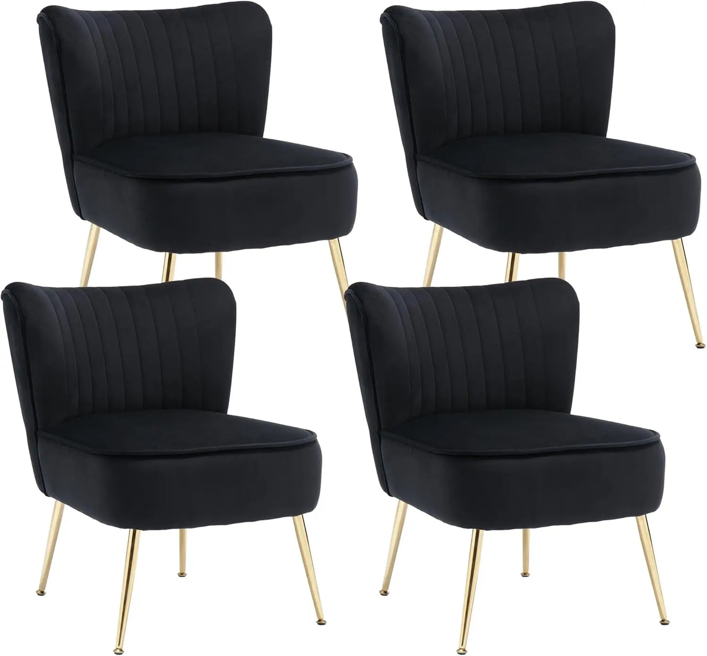 Velvet Upholstered Accent Chairs with Gold Legs