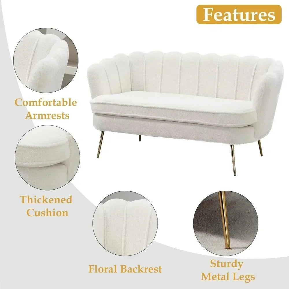 59” Modern 2 Seater Sofa with Flower Backrest