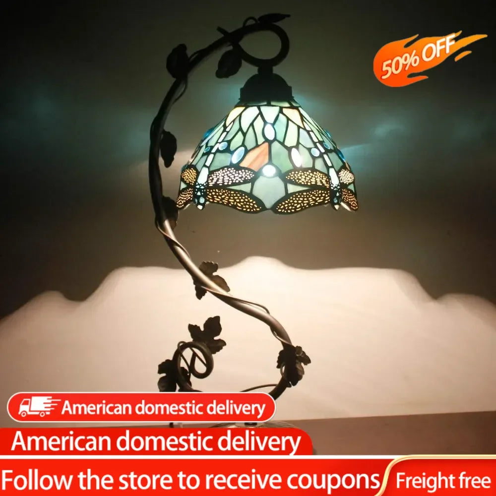 Tiffany Lamp Stained Glass Dragonfly Style