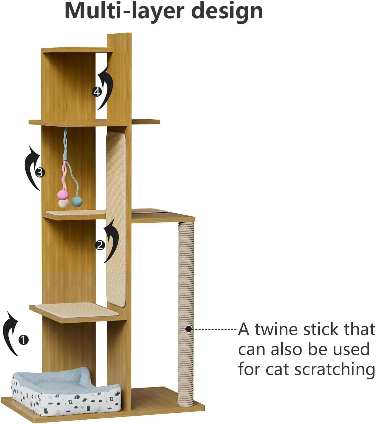 Multi-Level Modern Tower with Sisal Scratching Posts