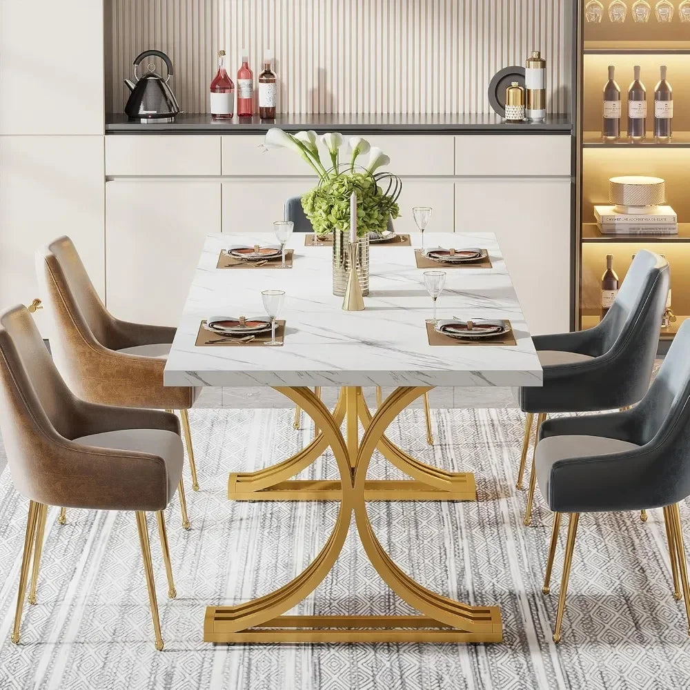 Dining Table with Stylish Metal Legs