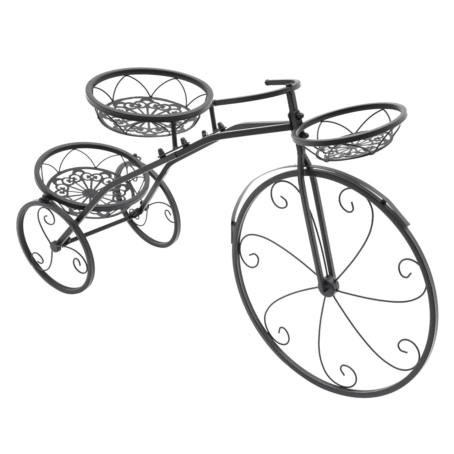 3-Tier Black Metal Bicycle Planter