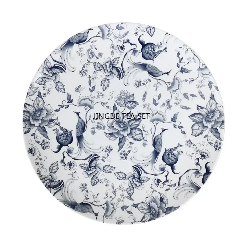 Bone Porcelain Dining Plate Coffee Tea Cup Flower Bird Tableware