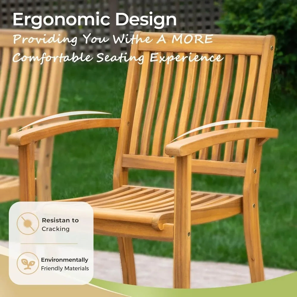7Pieces Acacia Wood Patio Dining Table Set