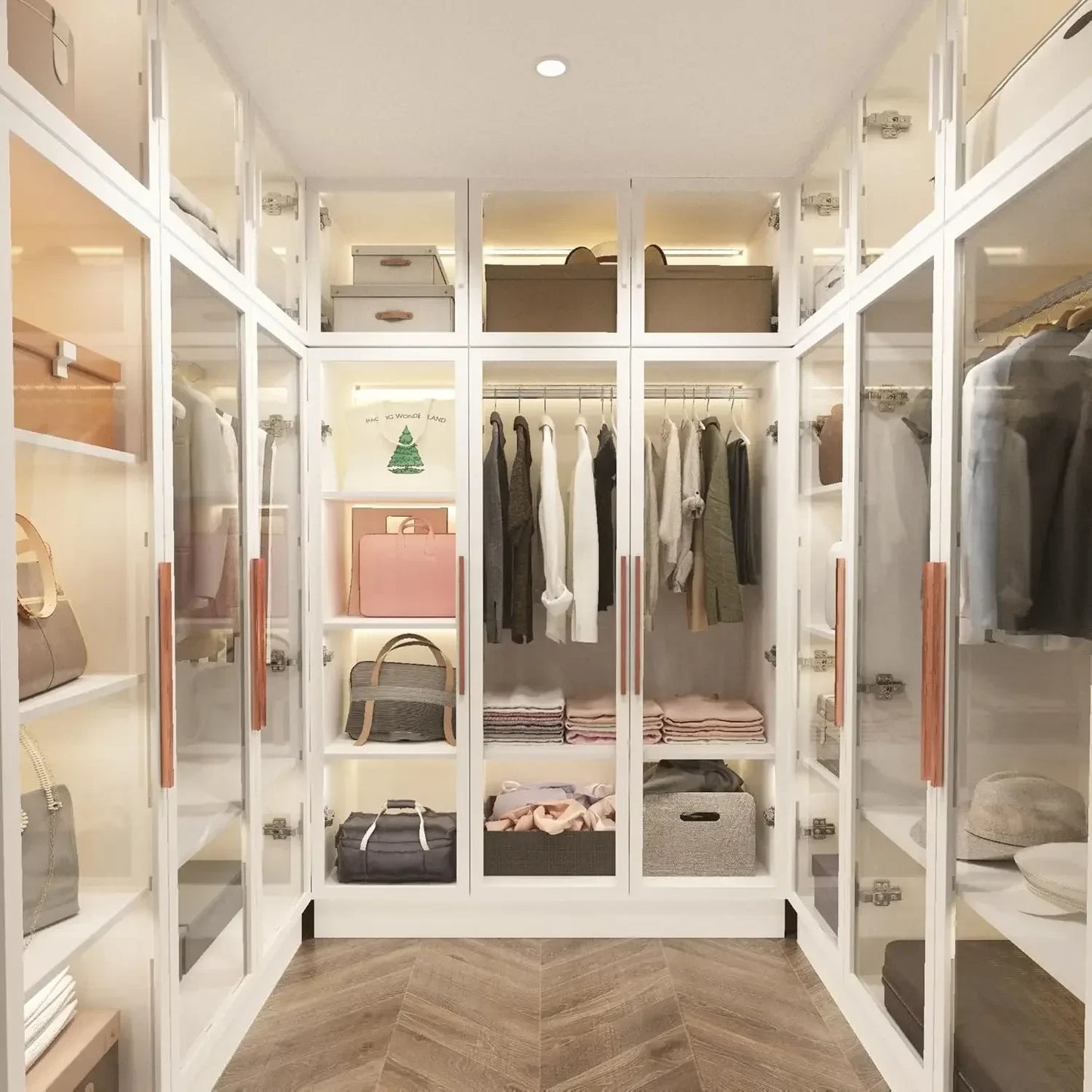 Wooden Display Storage Cabinet with Hanging Bar Black