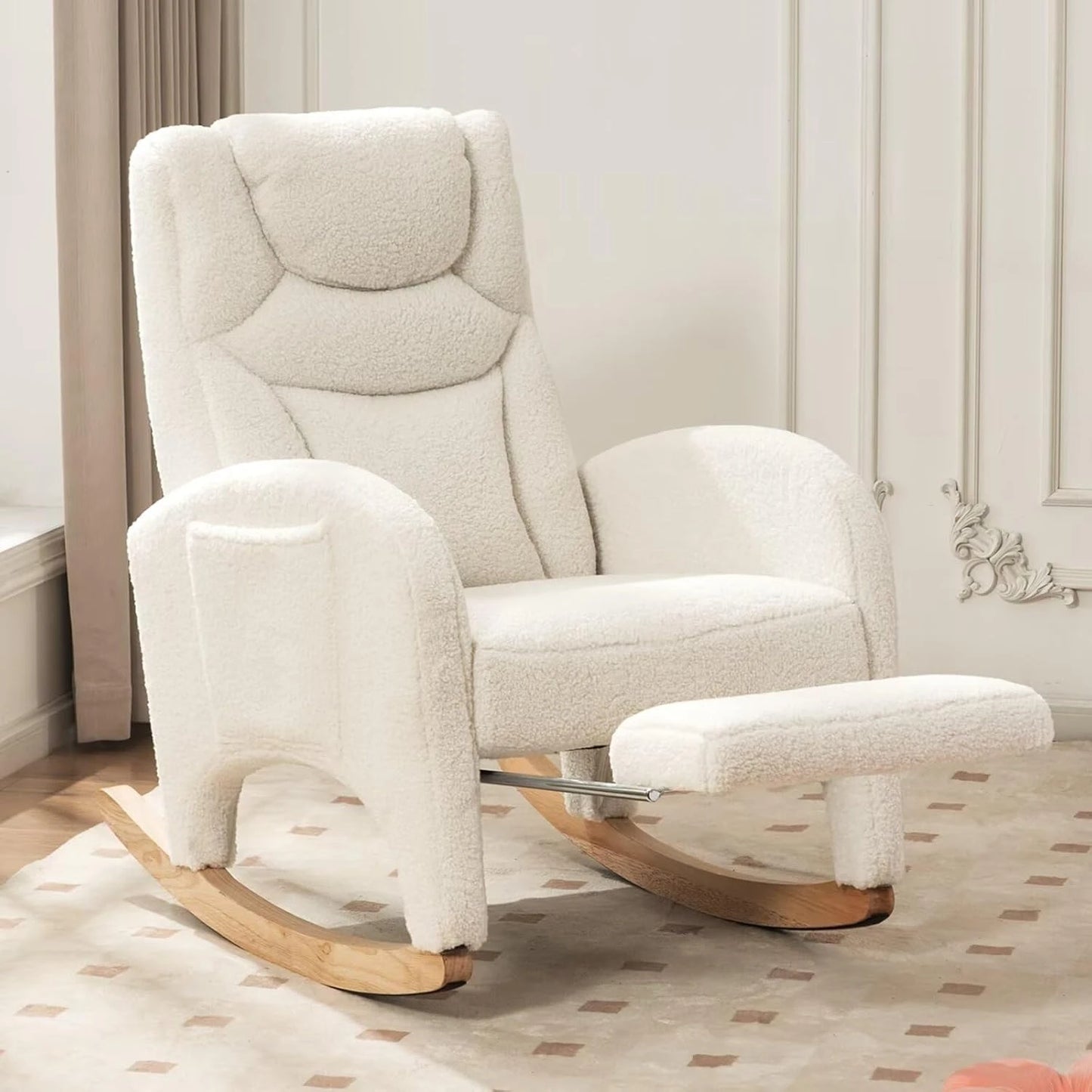 Modern Rocking Chair Nursery, with Adjustable Footrest