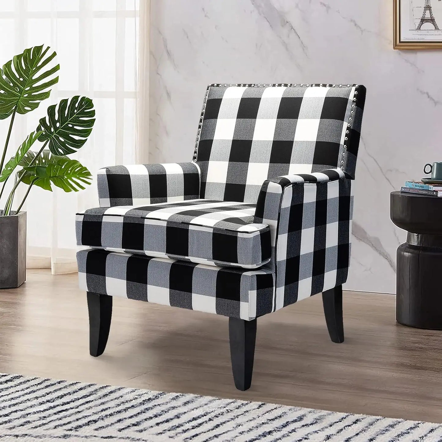 Accent Chair with Arms and Wooden Legs