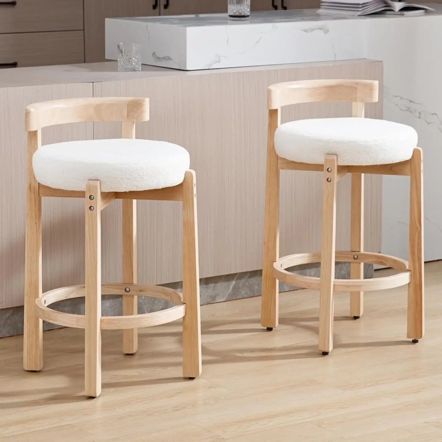 Set of 2 Mid Century Modern Counter Stools