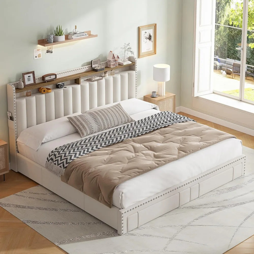 King Size Platform Bed Frame with Storage