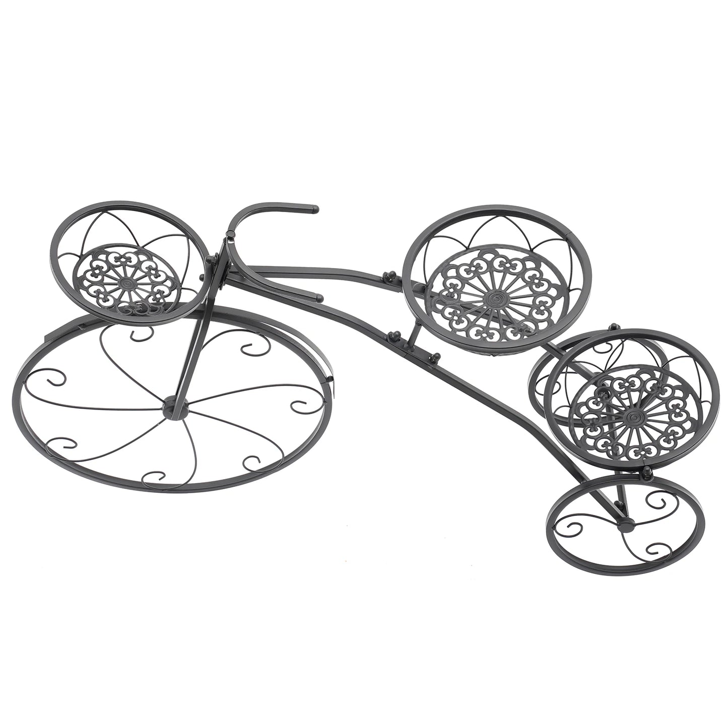 3-Tier Black Metal Bicycle Planter