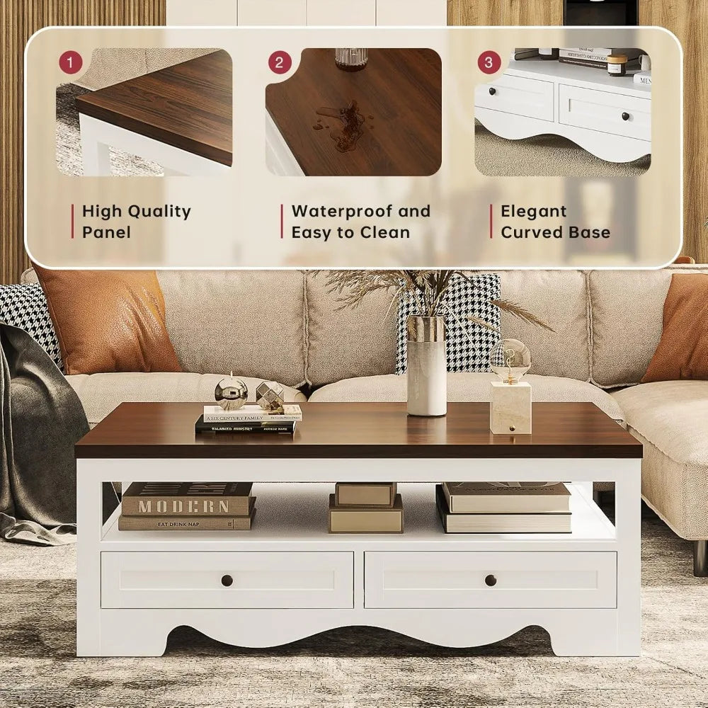 Farmhouse Coffee Table with Storage