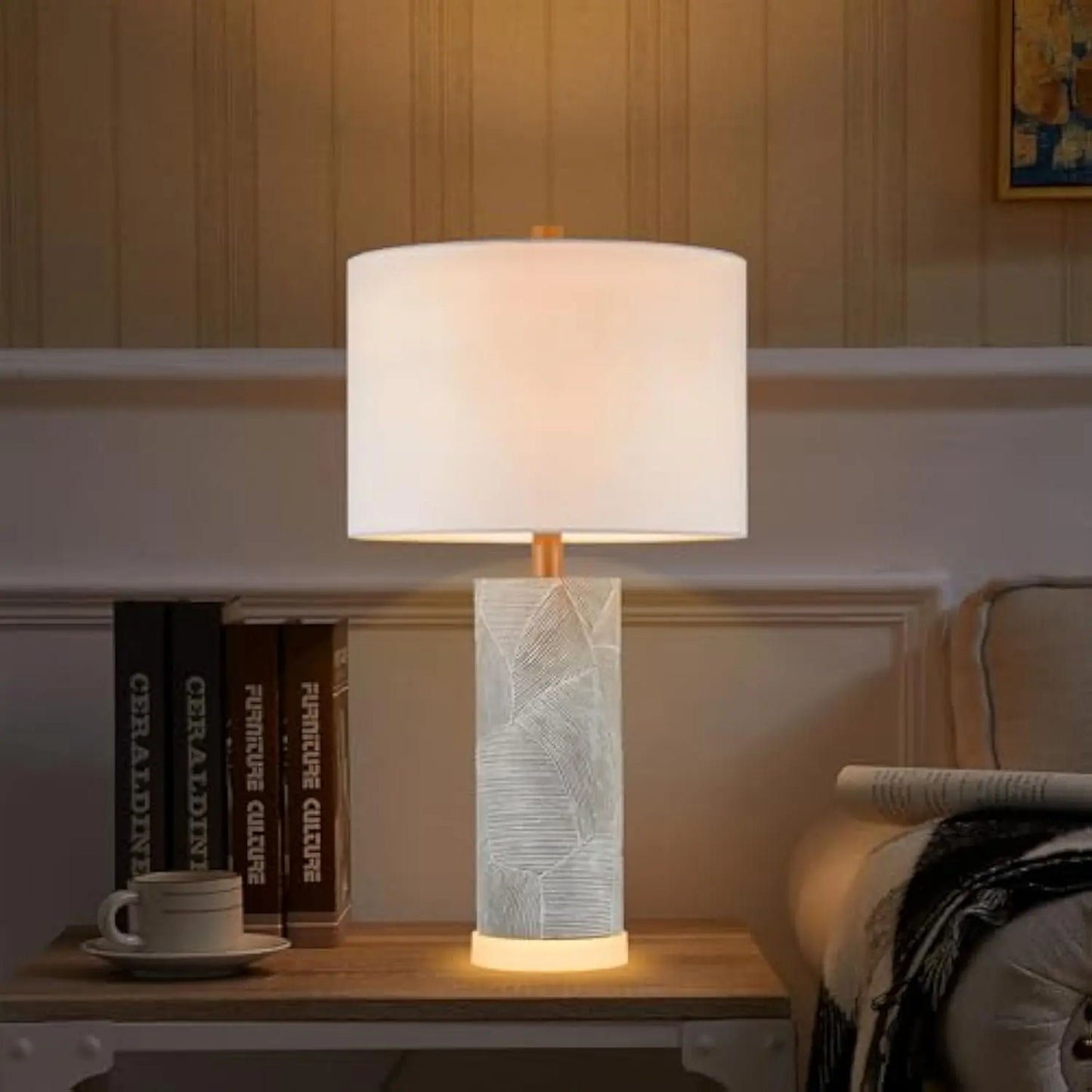 Set of 2 Distressed Gray Table Lamps with LED Base