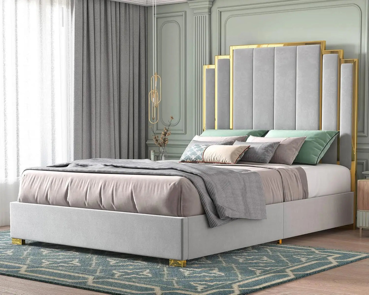 Modern Queen Size Platform Bed and Headboard