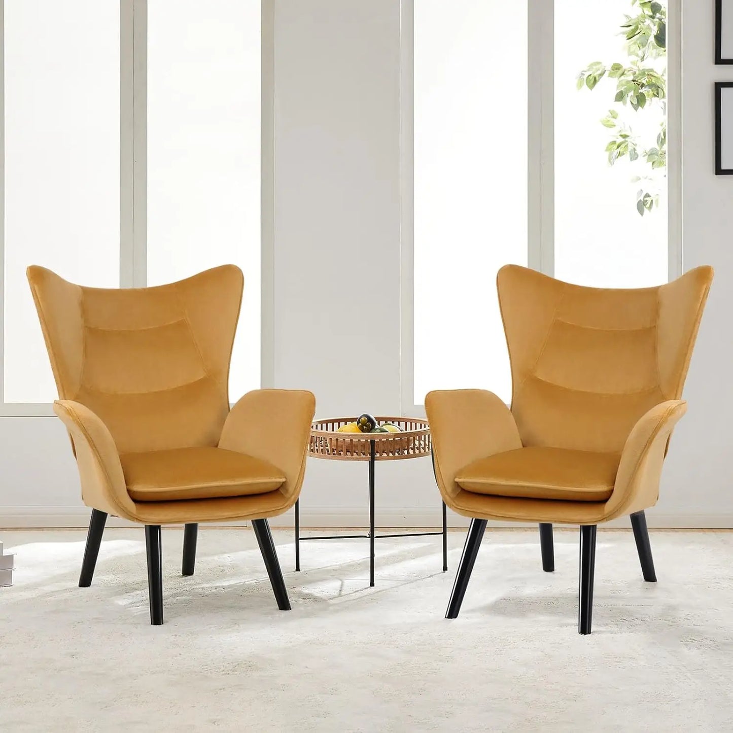 Velvet Wingback Accent Chairs
