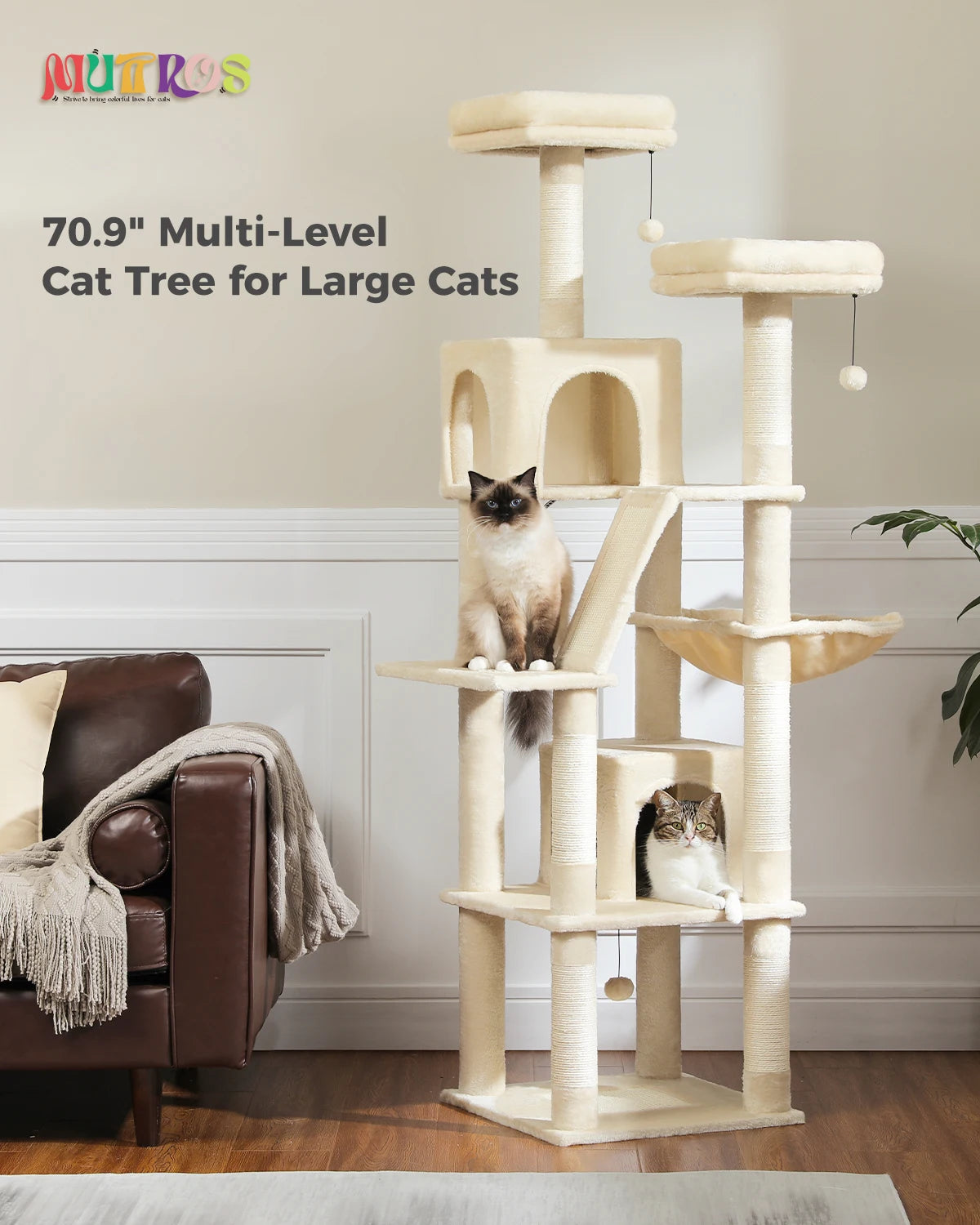 Tall Cat Tower for Indoor Cats Multi-Level