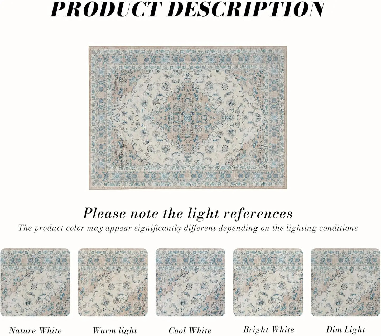5×7 Vintage Printed Carpet For Living Room