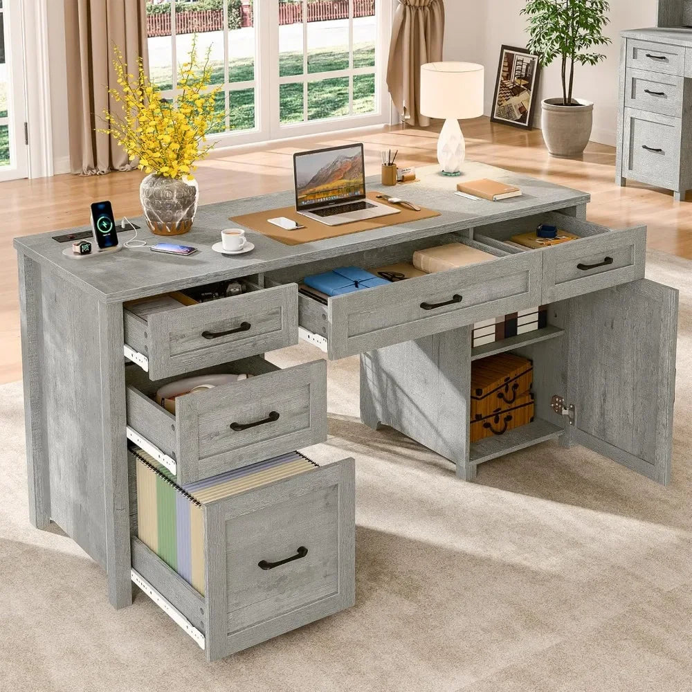Executive Office Desk with 5 Drawers