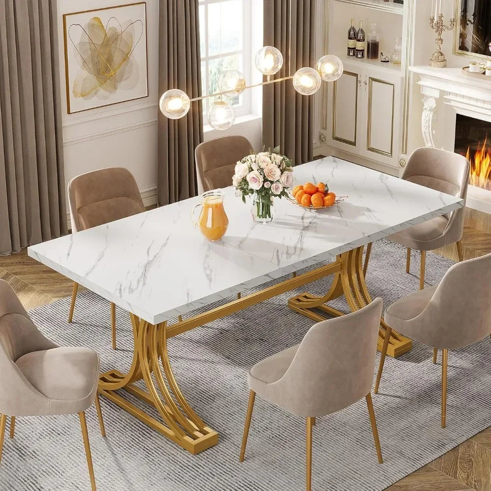 Dining Table with Stylish Metal Legs