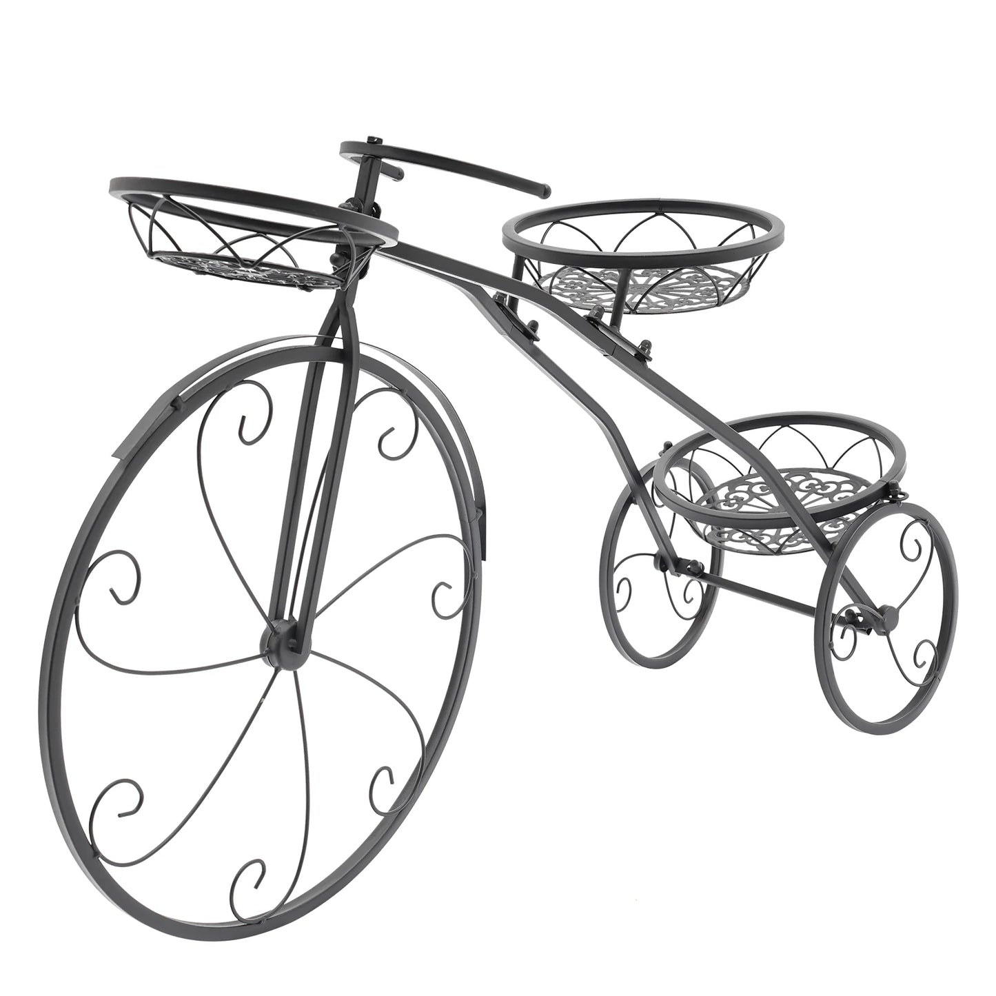 3-Tier Black Metal Bicycle Planter