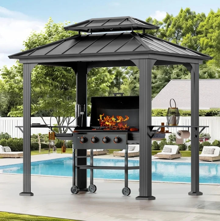 Permanent Hardtop Gazebo 12' x 20' w/ 4 LED Lights