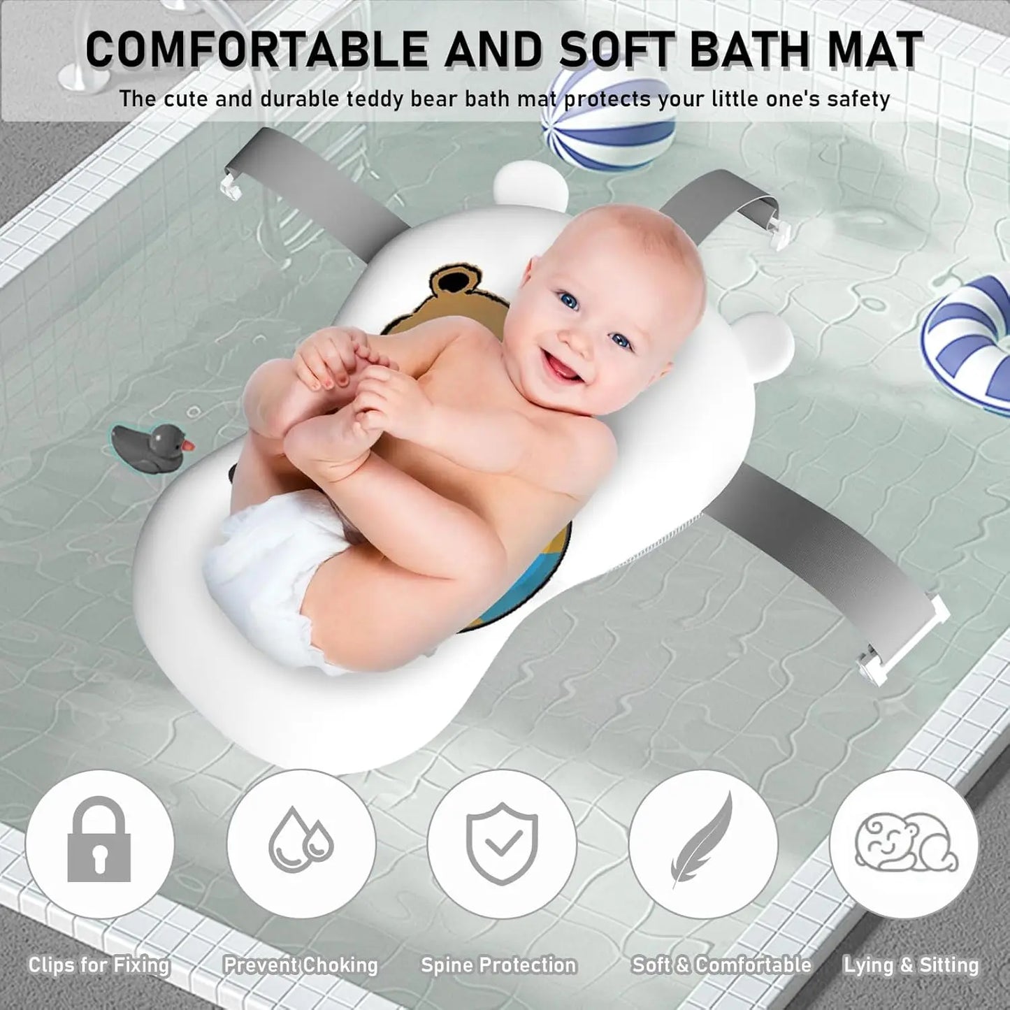 Baby Bathtub with Cushion Support for Shower