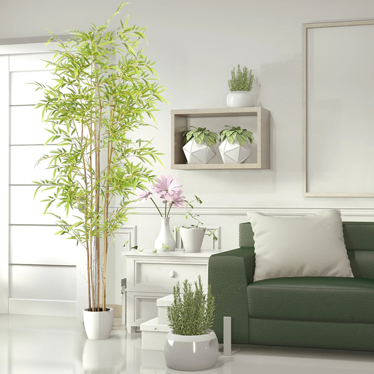 Artificial Bamboo Tree with Real Trunk and Lifelike Leaves