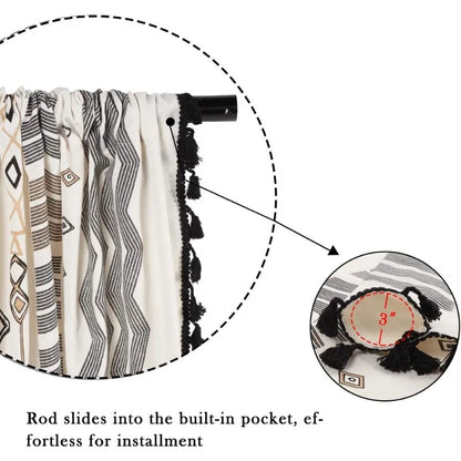 Boho  Geometric Cotton Linen Patterned  Curtains