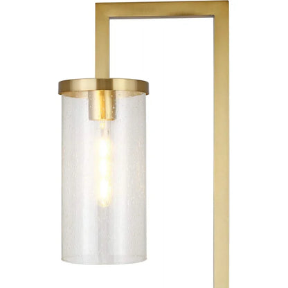 Tall Floor Lamp with Glass Shade in Brass