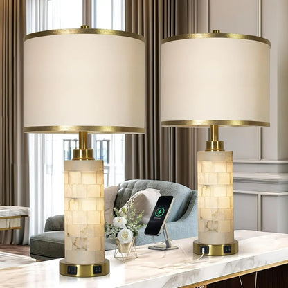 Natural Alabaster Lamp Set of 2