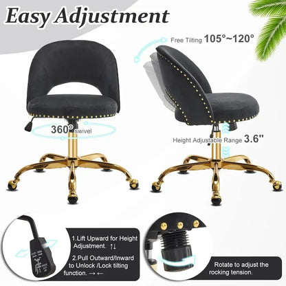 Small Velvet Swivel Task Chair