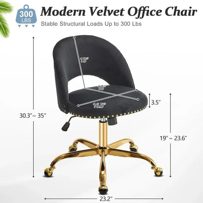 Small Velvet Swivel Task Chair