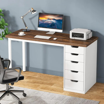 Modern Simple Computer Desk with 5 Drawers
