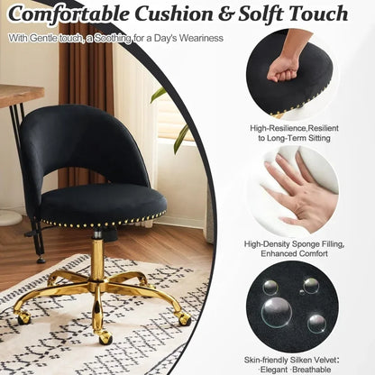 Small Velvet Swivel Task Chair