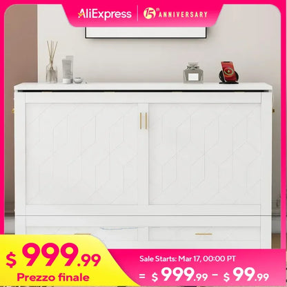Queen Size Murphy Bed with USB Charging Station