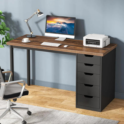 Modern Simple Computer Desk with 5 Drawers
