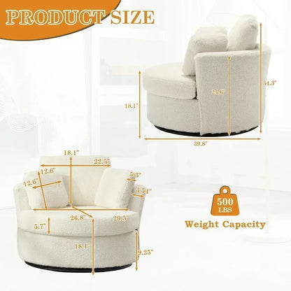 Comfy Swivel Barrel Chair for Living Room