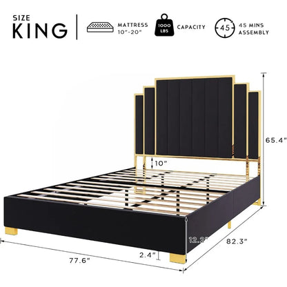 Modern Queen Size Platform  Bed and Headboard