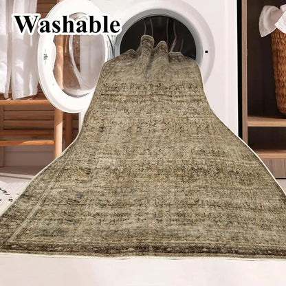 5x7 Washable Area Rug Vintage Brown Accent Rug