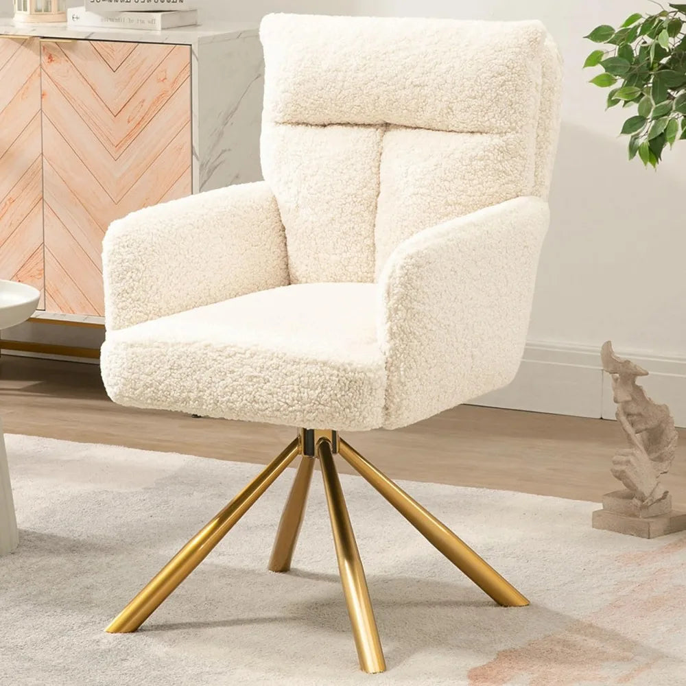 Office Desk Chair No Wheels,  Gold Legs