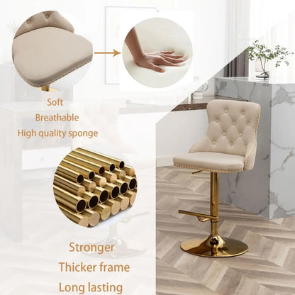Gold Swivel Velvet Bar Stools Set of 4