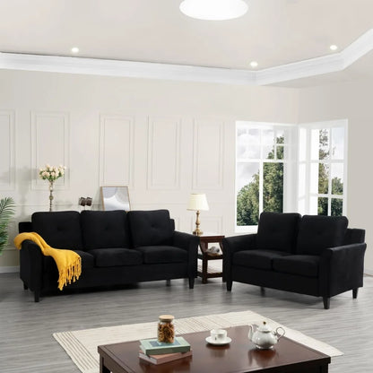 Black Button Tufted Sofa & Loveseat Set