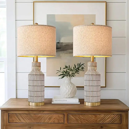 25in Modern Ceramic 3 Way Dimmable Touch Control Set of 2 Table Lamp