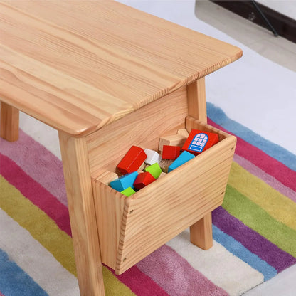 Wood Table and 2 Chair Set with Storage Desk