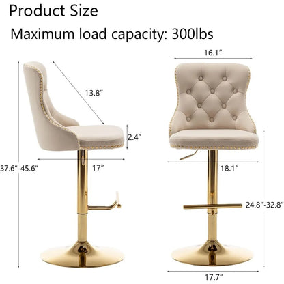 Gold Swivel Velvet Bar Stools Set of 4
