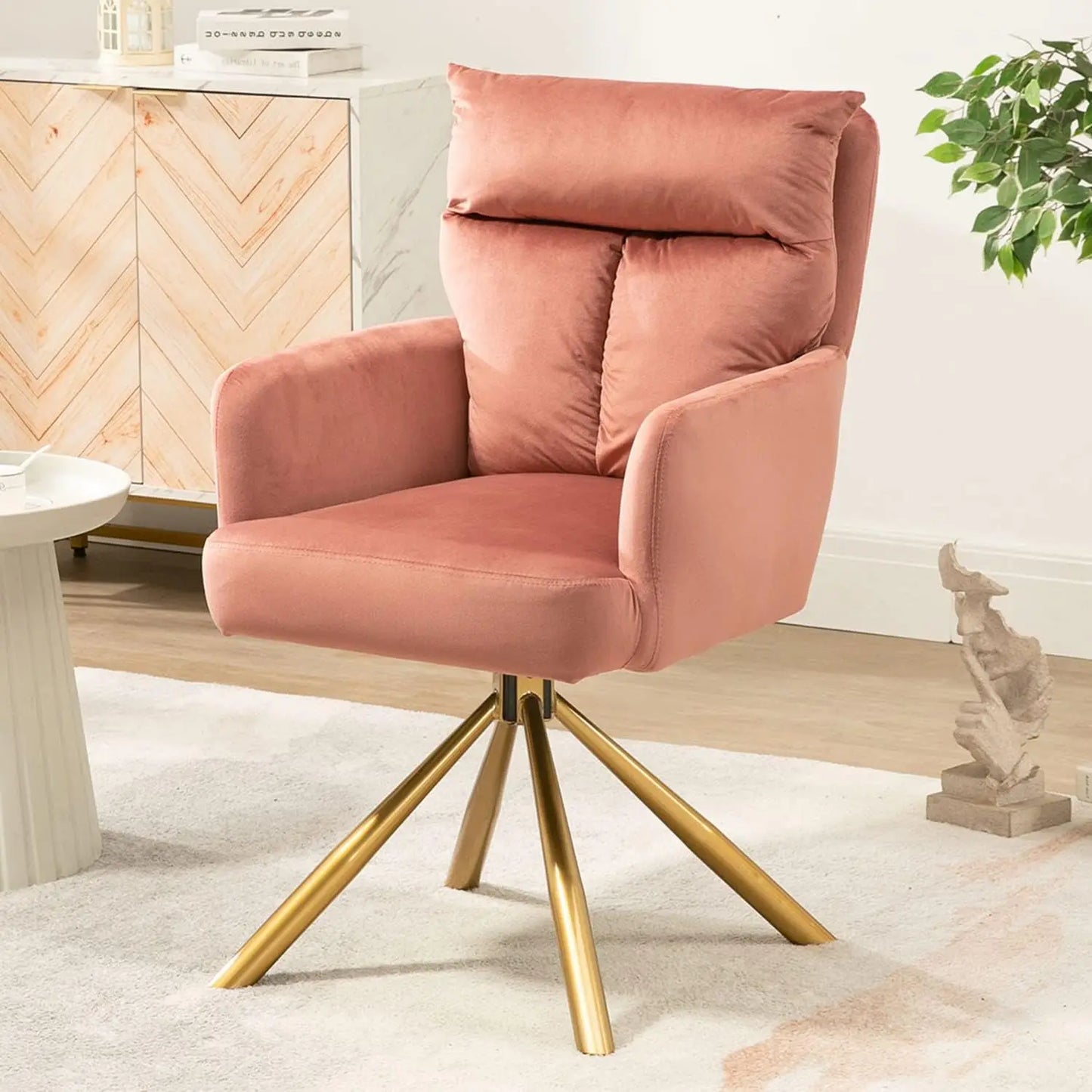 Office Desk Chair No Wheels,  Gold Legs