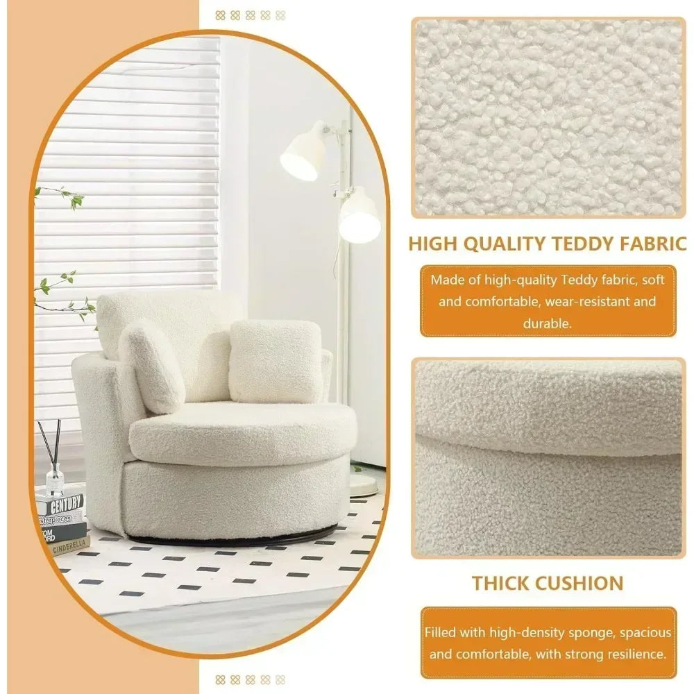 Comfy Swivel Barrel Chair for Living Room