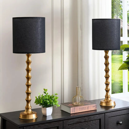 Gold Buffet Lamps Set of 2 with Black Shade