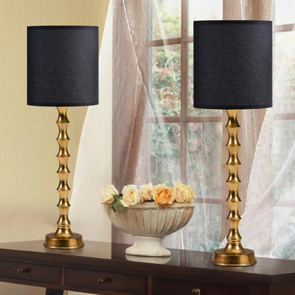 Gold Buffet Lamps Set of 2 with Black Shade