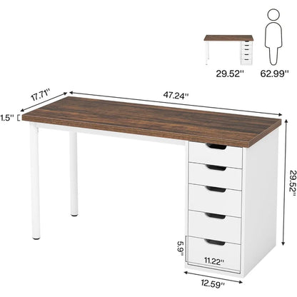 Modern Simple Computer Desk with 5 Drawers