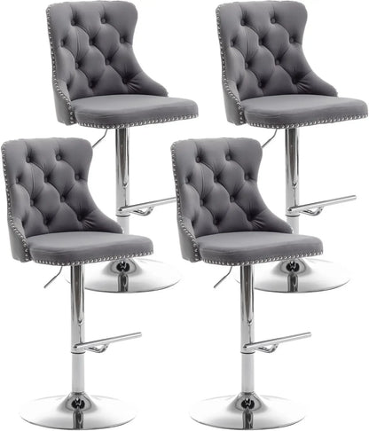 Gold Swivel Velvet Bar Stools Set of 4
